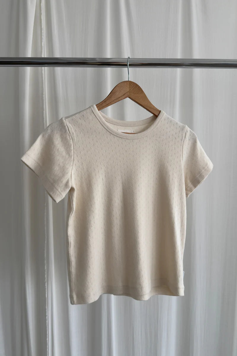 Pointelle Babe Tee - Natural