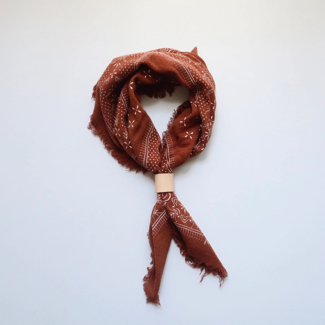 Classic Raw Silk Bandana — Terracotta / White