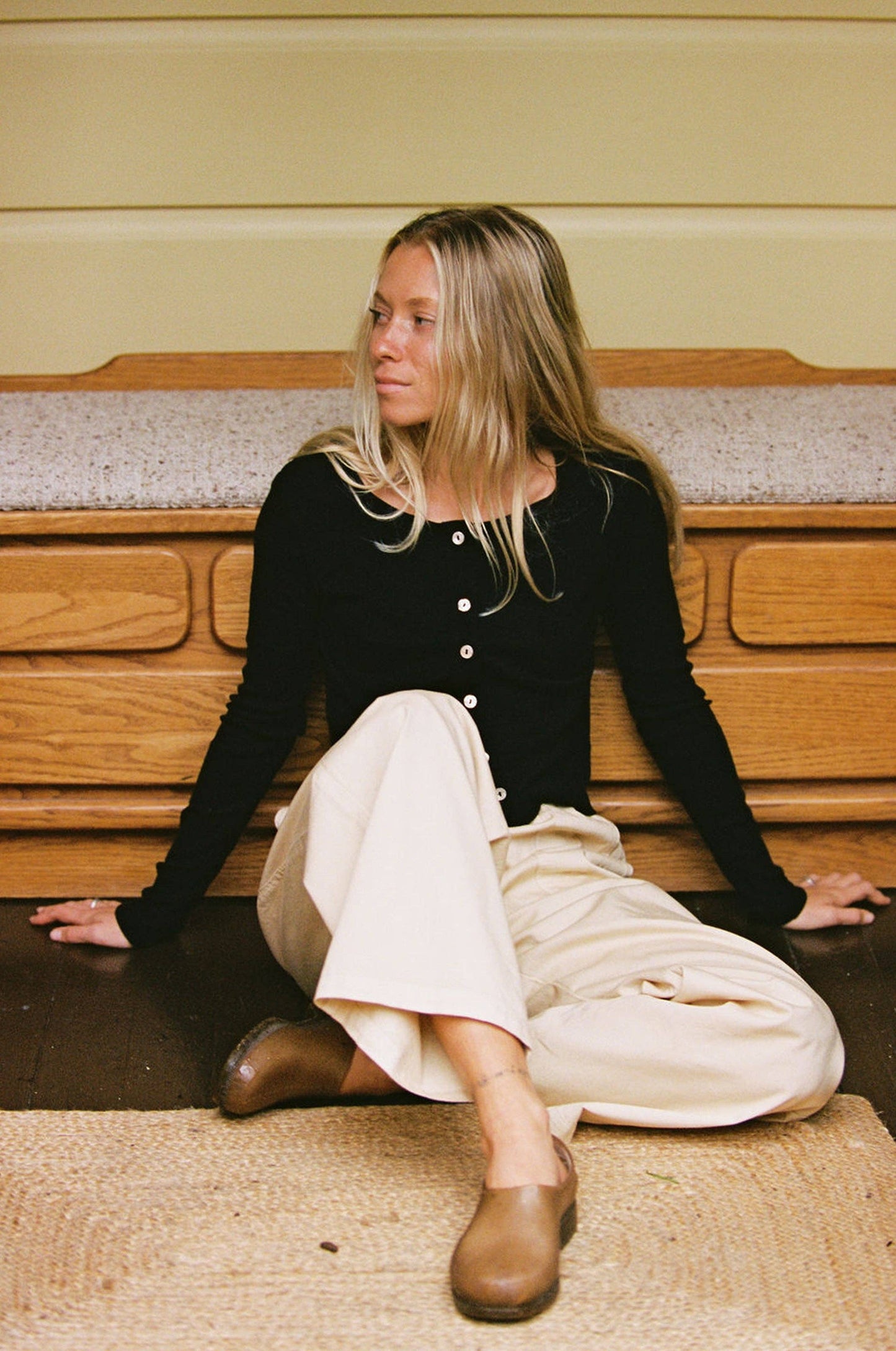 Organic Rib Cardigan — Black