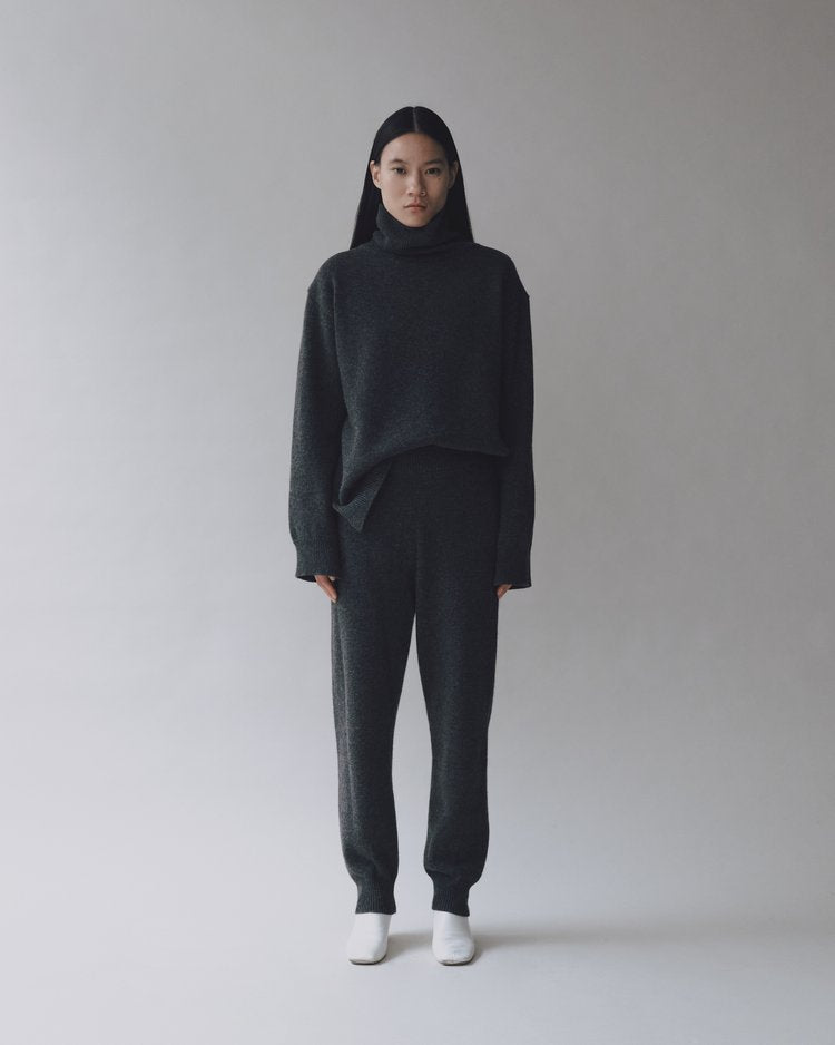 Cashmere blend High Neck Knit - Charcoal