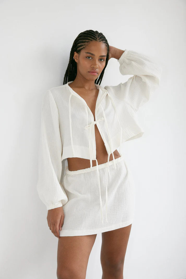 The Tie Top — Black Linen