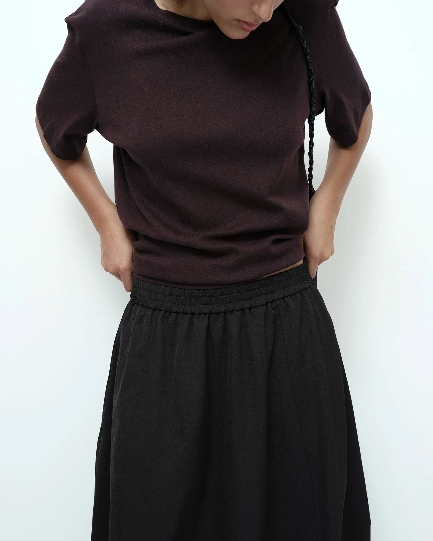 Balloon Midi Skirt — Black