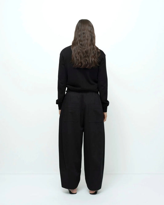 Cropped Balloon Pants — Black