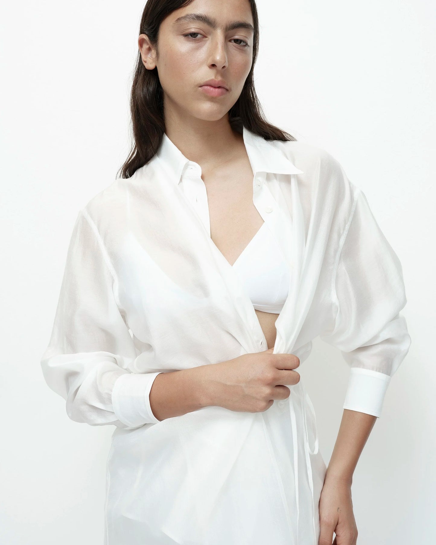 Semi Sheer Shirt — White