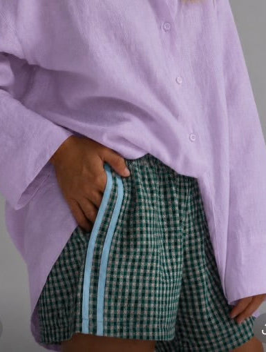 Linen Short — Green Check