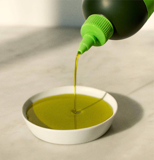 "Drizzle" extra vigin olive oil