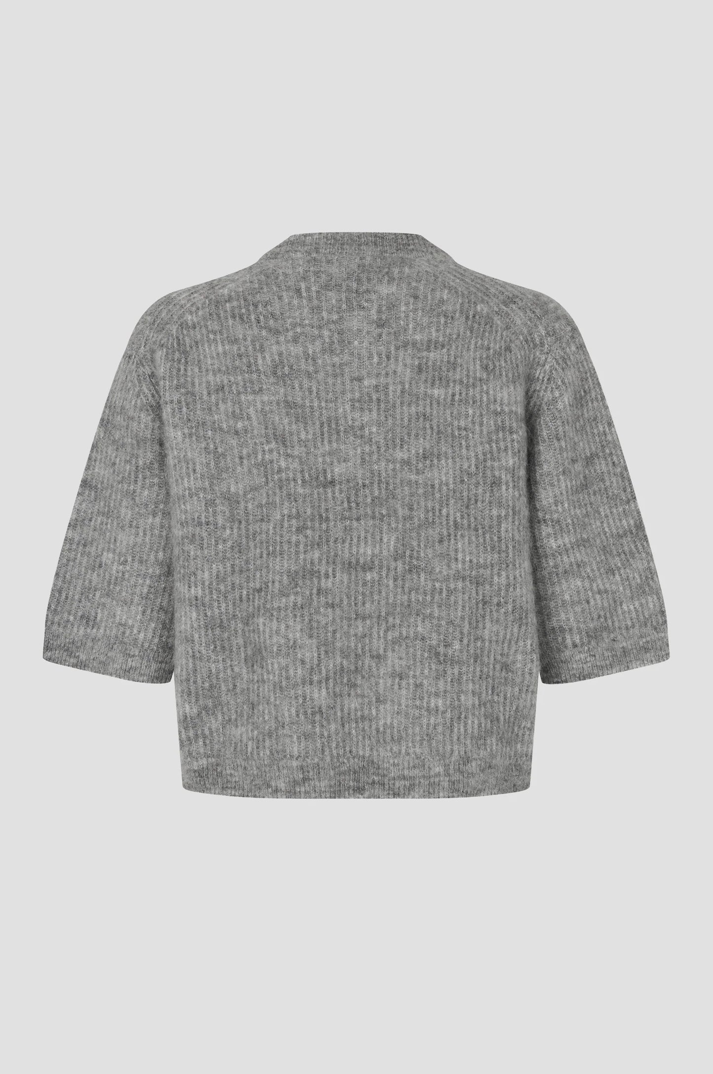 Andrea Knit Rib Cardigan — Grey Melange