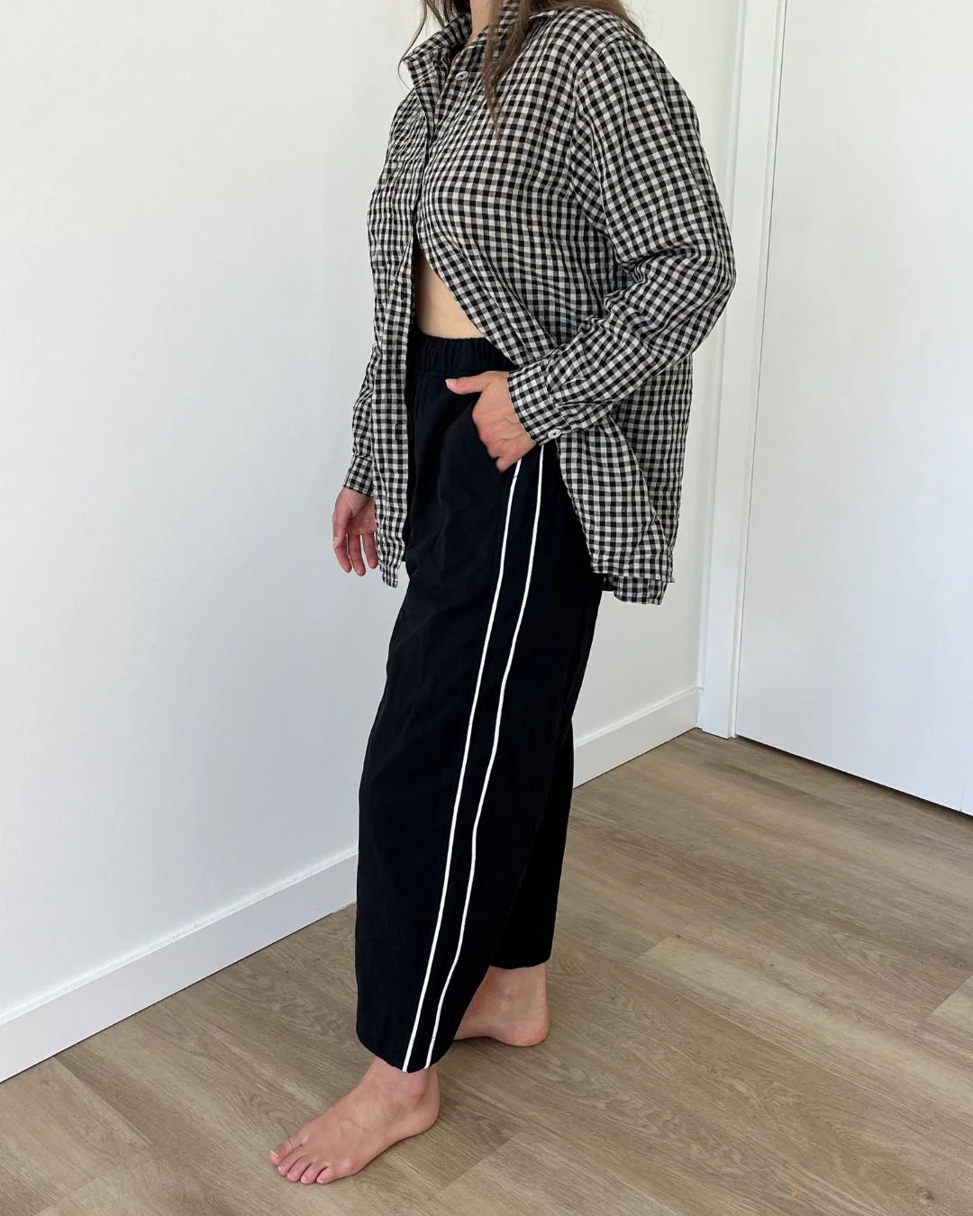 Jules Pant — Black with White Piping