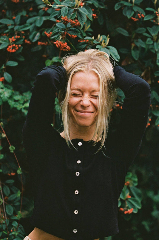 Organic Rib Cardigan — Black