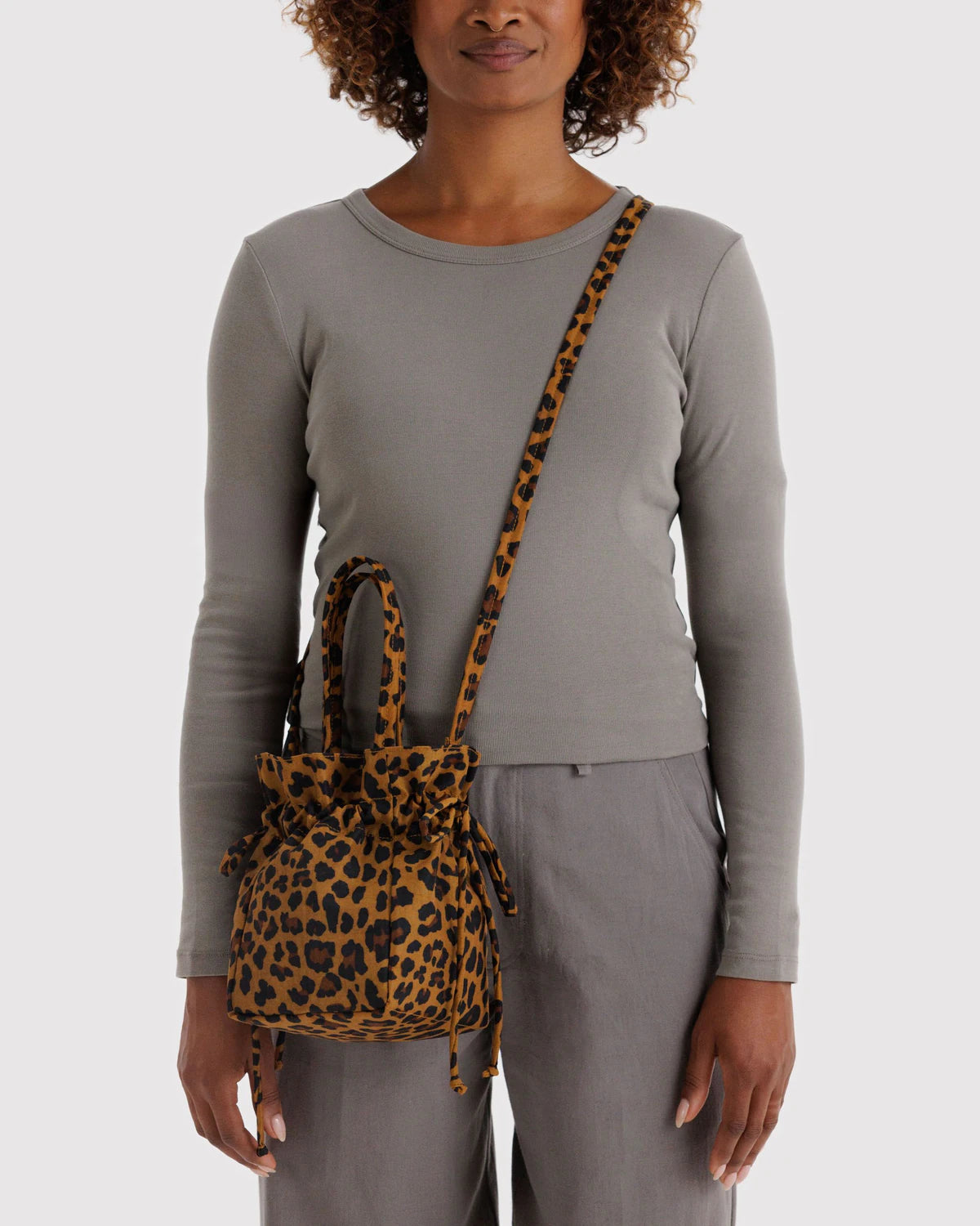 Nylon Drawstring Bag — Leopard