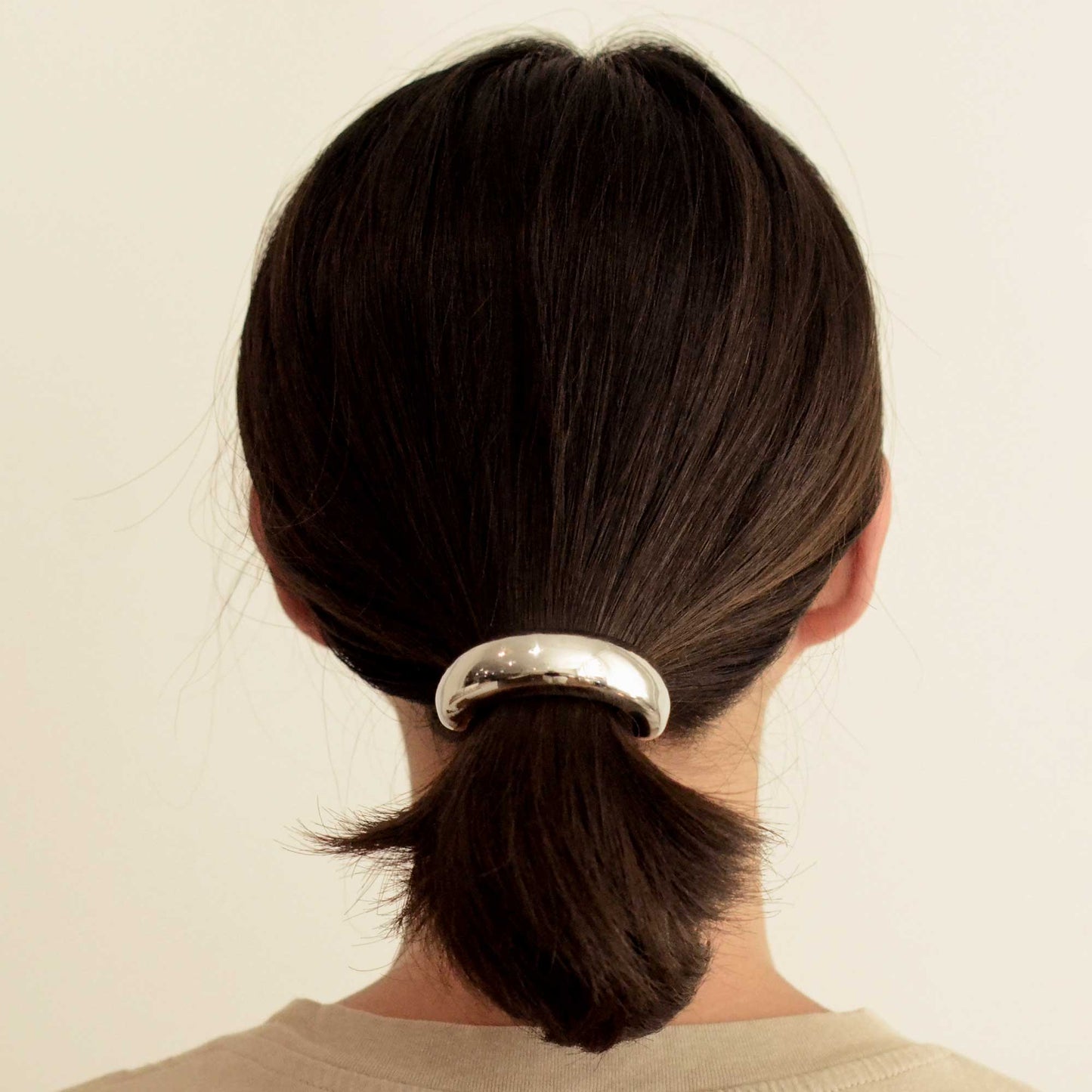 Wide Metal Cuff Hair Tie — Silver
