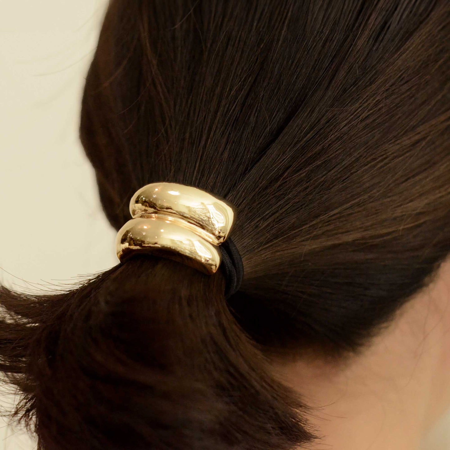 Mini Double Arch Metal Ponytail Hair Tie — Gold
