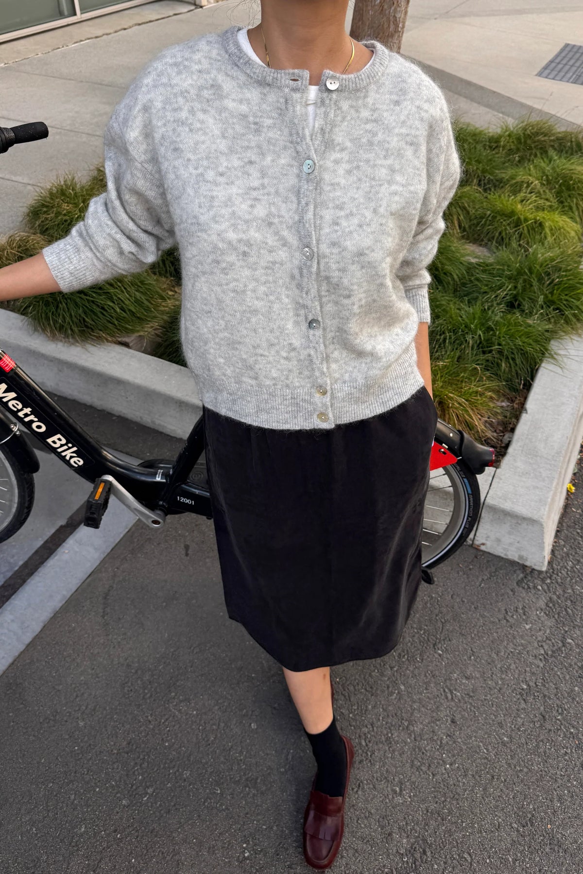 Ayla Mohair Cardigan — Heather Grey