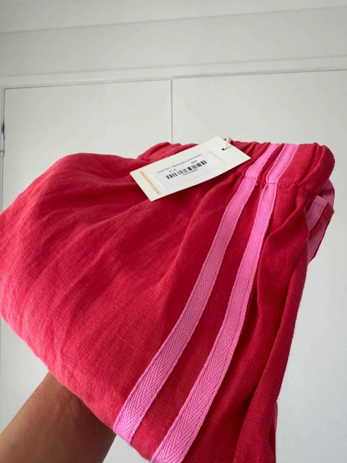 Linen Track Pant — Watermelon