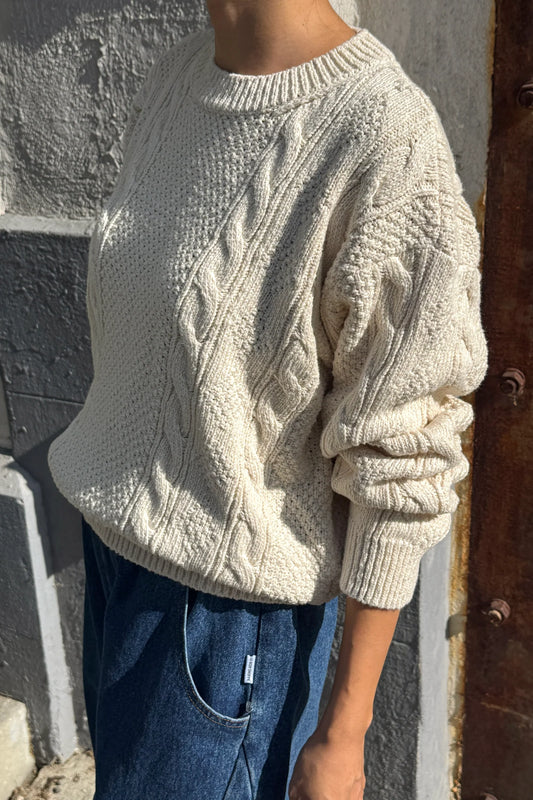 Cotton Fisherman Sweater — Naturel