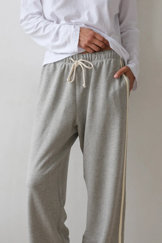 Eco Terry Stripe Crop Pant — Heather Grey