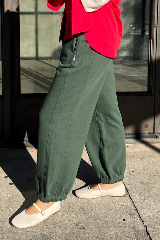 French Terry Balloon Pant — Cedar Green