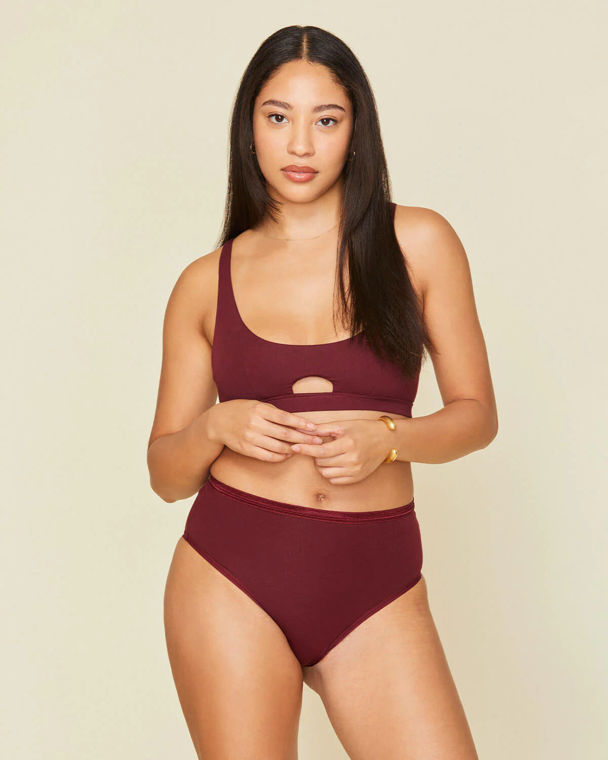 Subset Organic Cotton High Rise Brief - Garnet