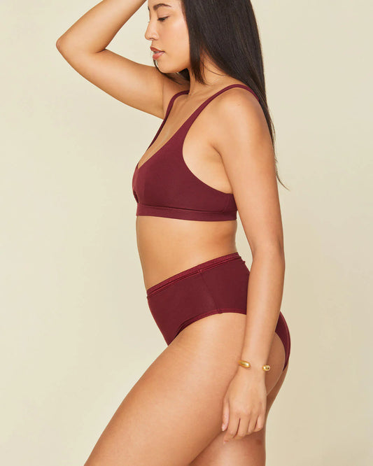 Subset Organic Cotton High Rise Brief - Garnet