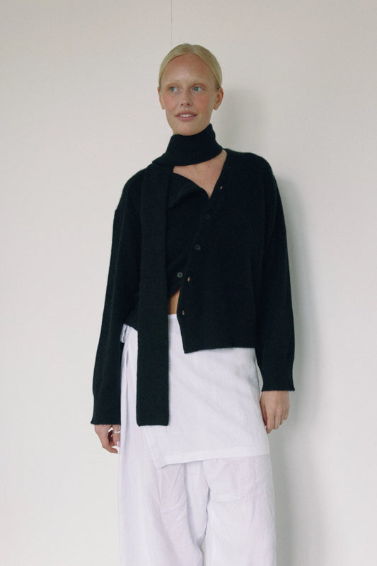 The Asymmetric Cashmere Knit — Black