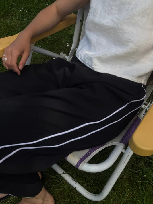 Jules Pant — Black with White Piping
