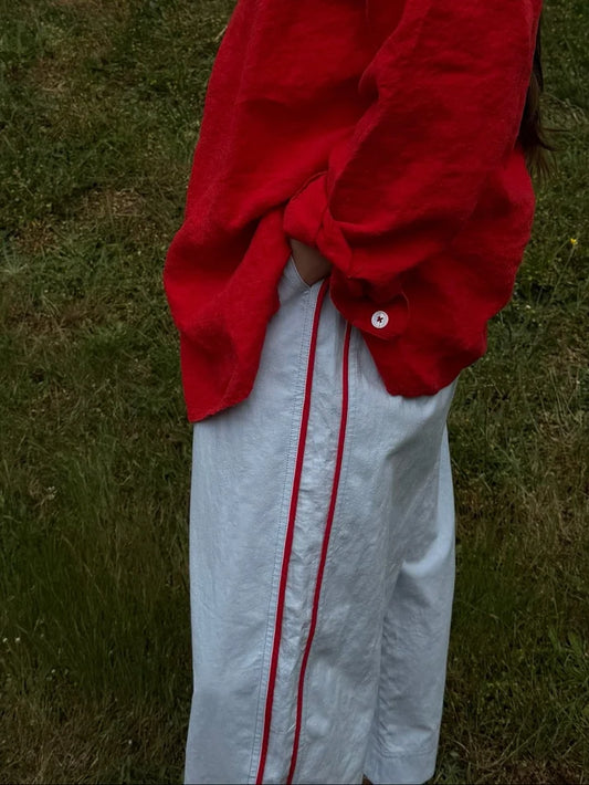 Jules Pant — Mist with Red Piping