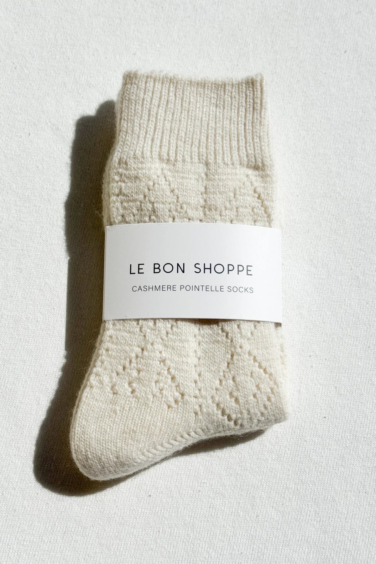 Cashmere Pointelle Socks — Cream