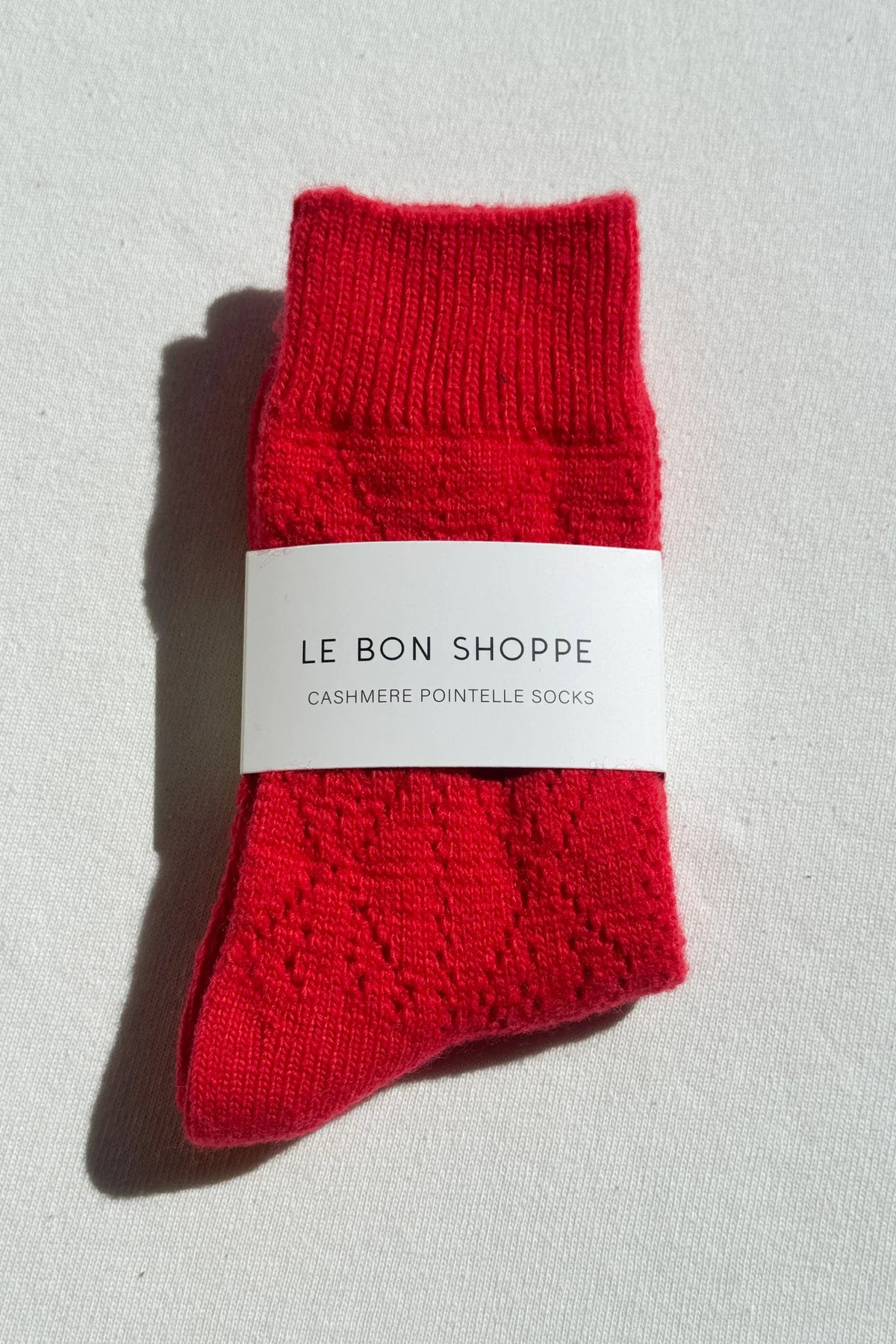 Cashmere Pointelle Socks — Red