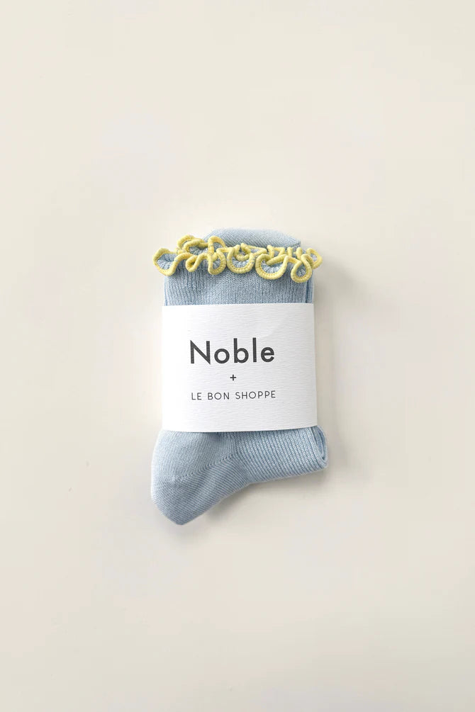 Petite Ruffled Modal Socks — Baby Blue / Butter