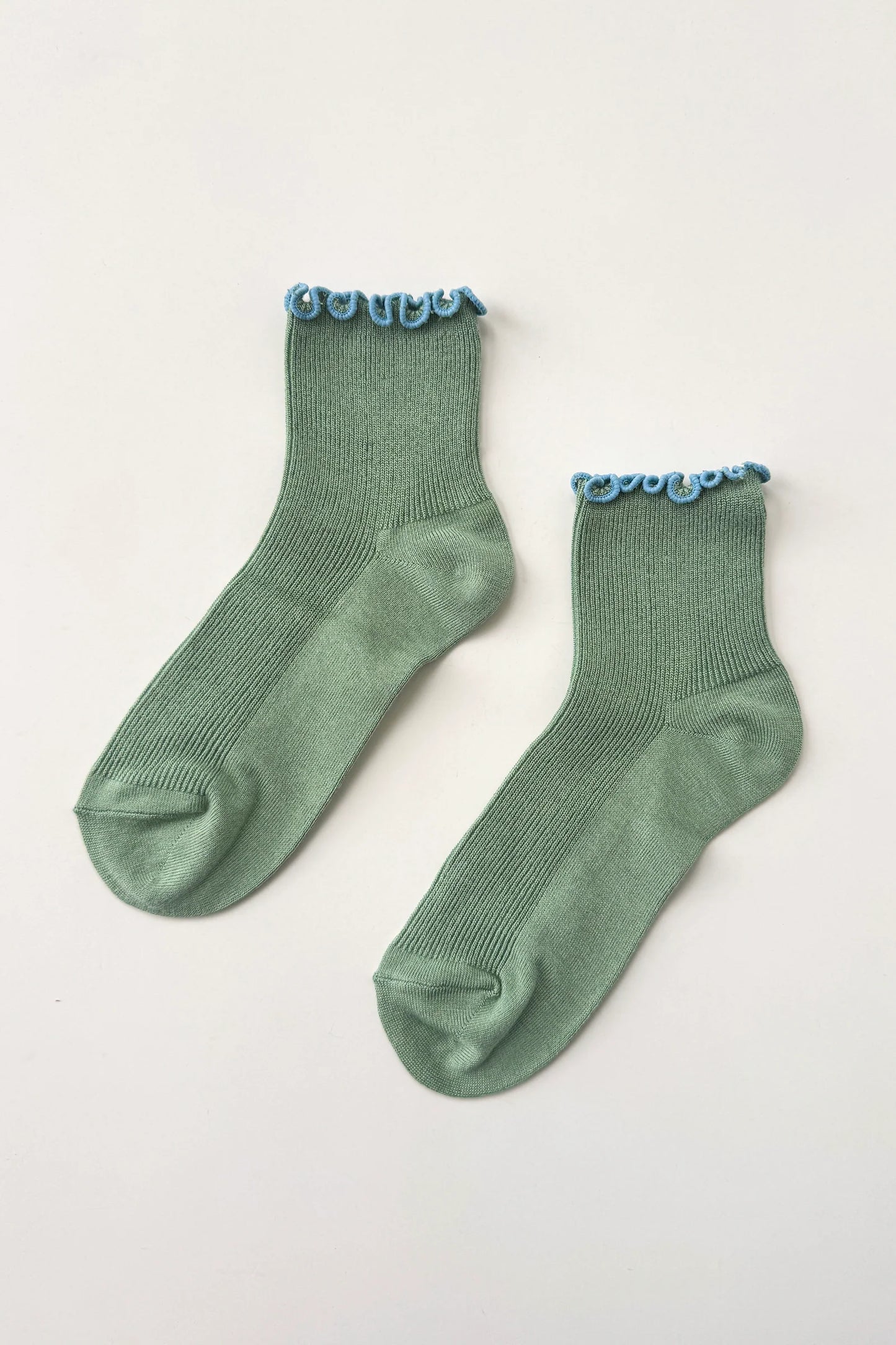 Petite Ruffled Modal Socks — Sea Glass / Powder Blue