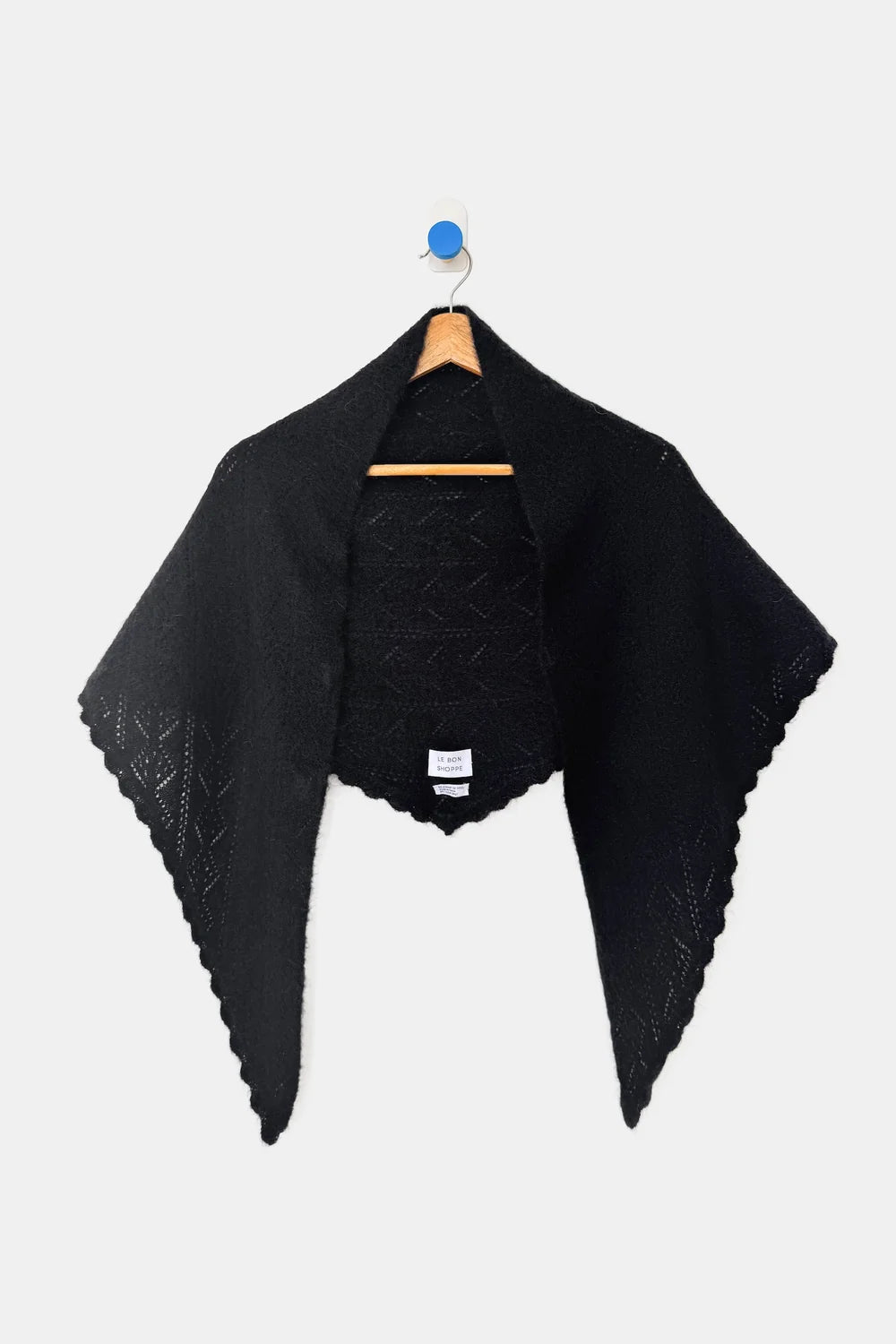 Mohair Pointelle Shawl — Onyx