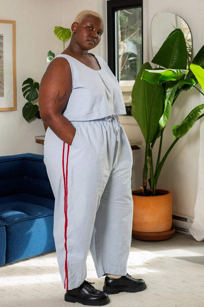 Jules Pant — Mist with Red Piping