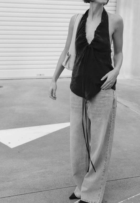 Tie Front Tank — Black