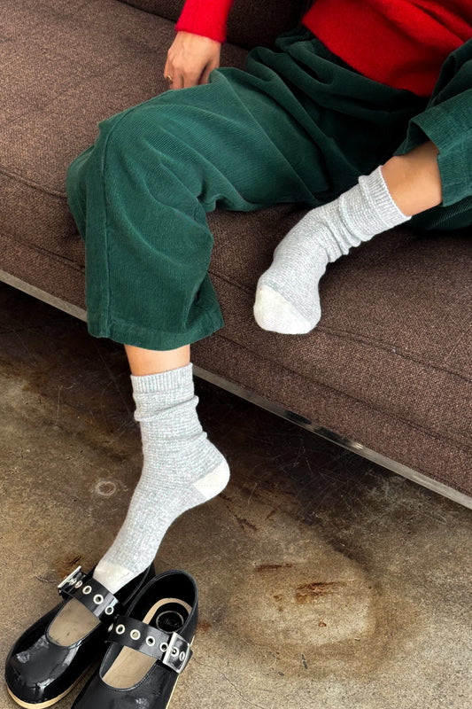 Wool Waffled Socks — Stone/Cream