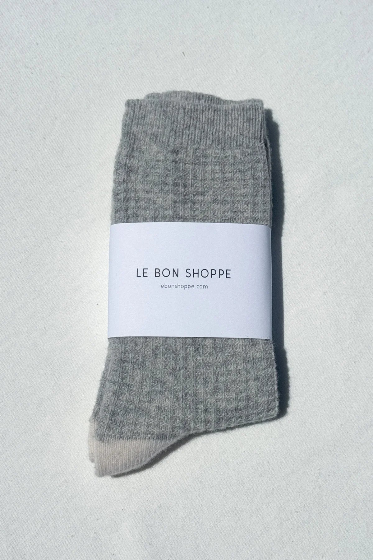 Wool Waffled Socks — Stone/Cream