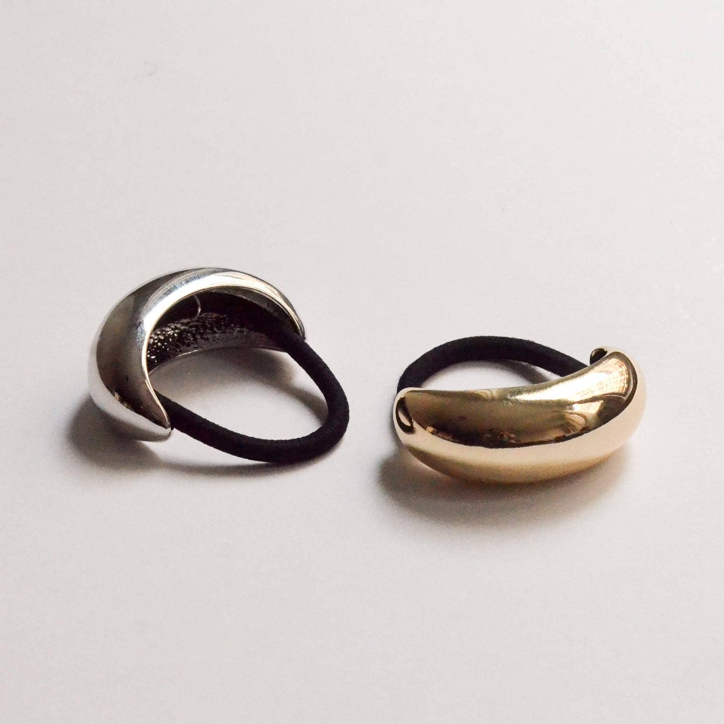 Wide Crescent Metal Ponytail Hair Tie — Gold