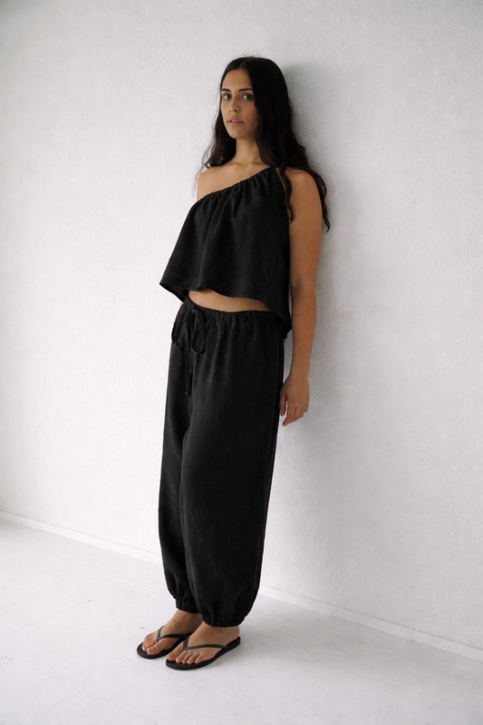 The Harem Pant — Black Linen