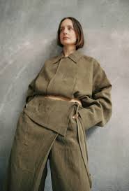 Foldover Linen Pant — Olive