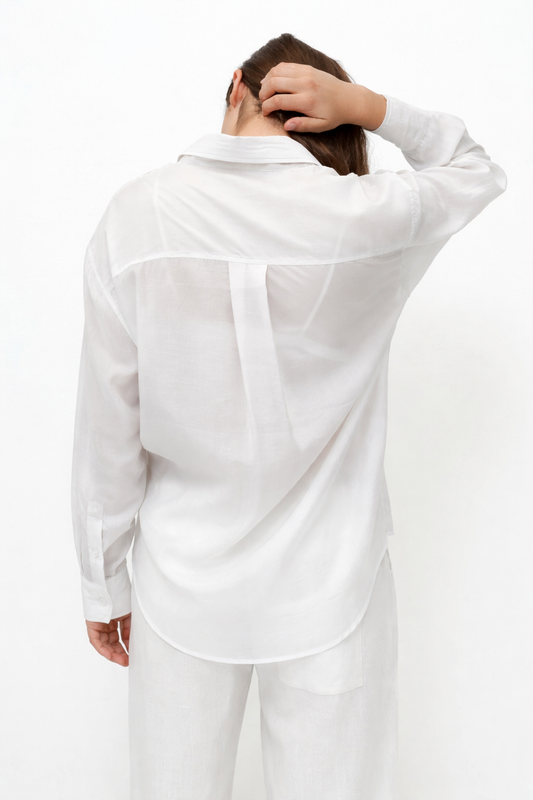 Semi Sheer Shirt — White
