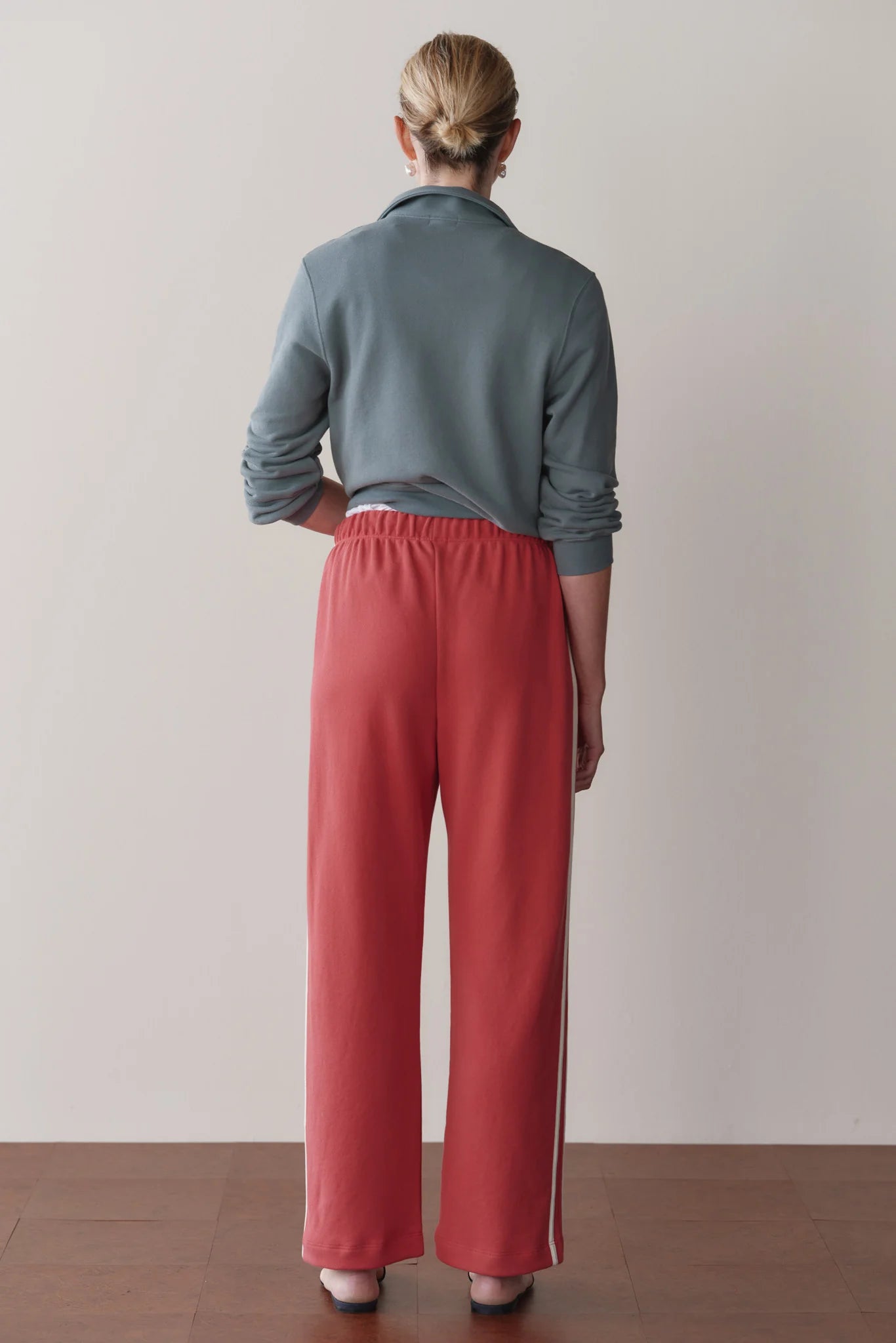 Eco Terry Stripe Crop Pant — Raspberry