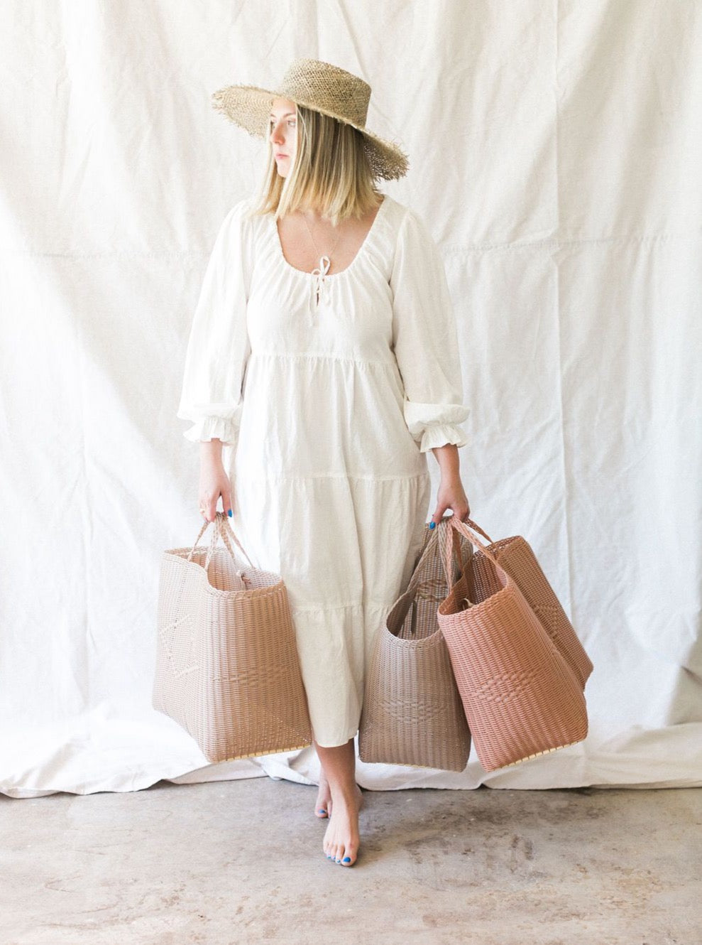Palorosa Extra Large Handwoven Basket Tote - Lilac - Vincent Park - {{shop.address.city}} {{ shop.address.country }}