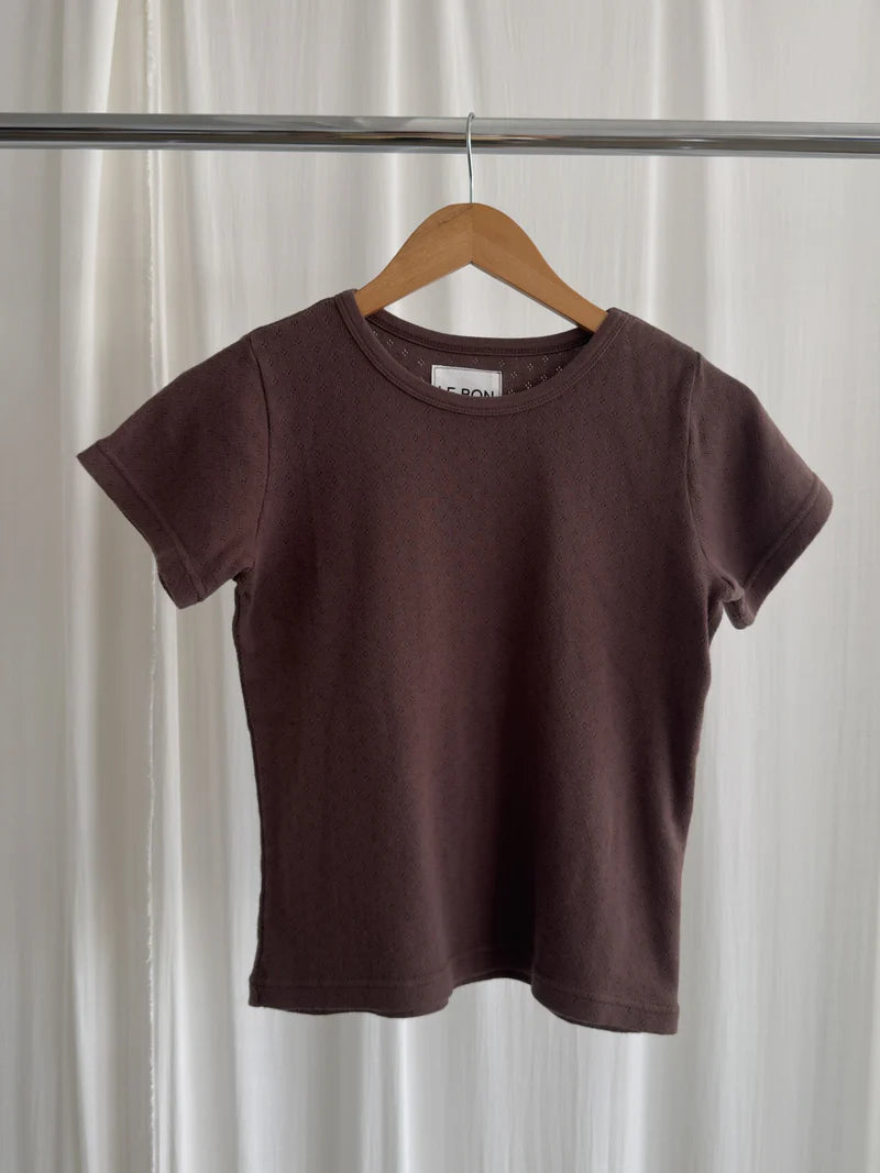 Pointelle Babe Tee - Chocolate