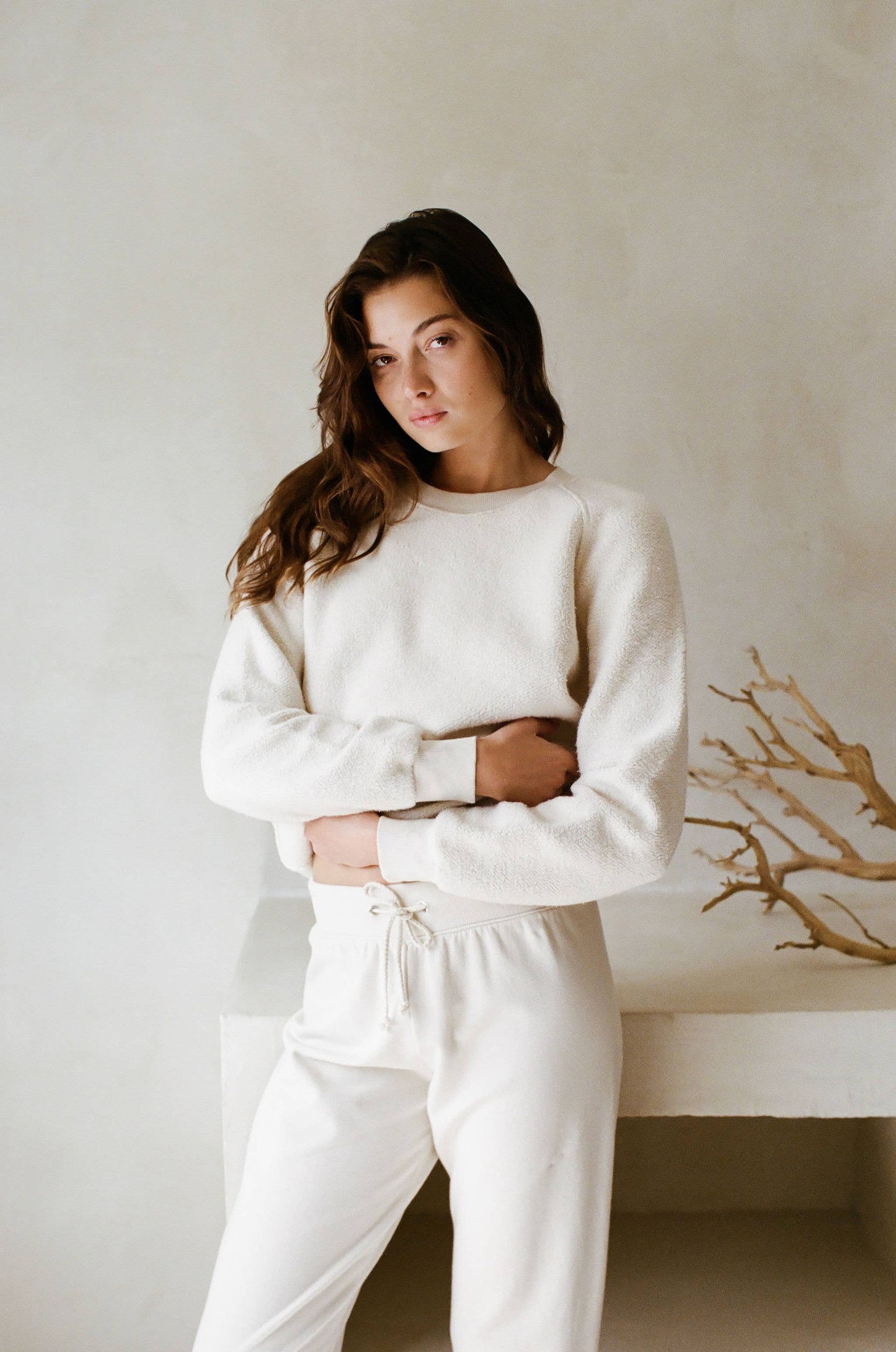 Inside Out Garment Washed Pullover - Off White