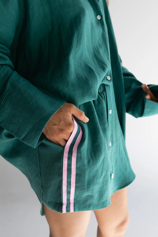 Linen Short — Bottle Green