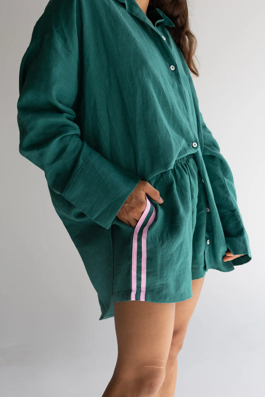 Linen Short — Bottle Green