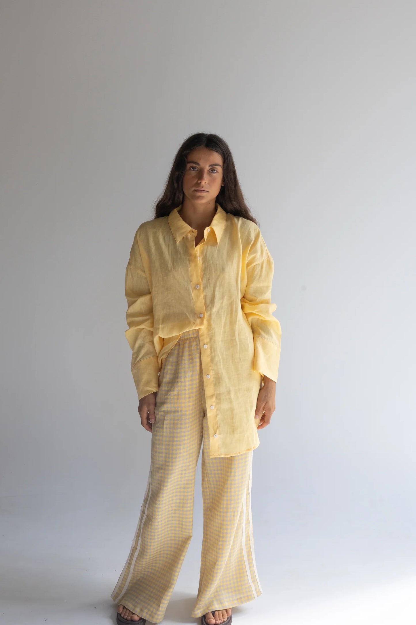 Linen Track Pant — Butter Check