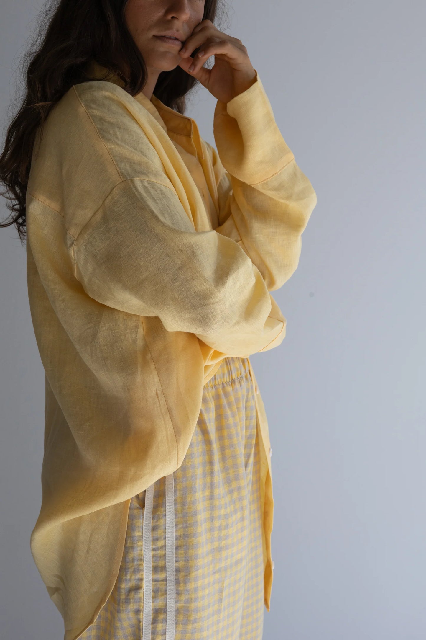 Linen Track Pant — Butter Check