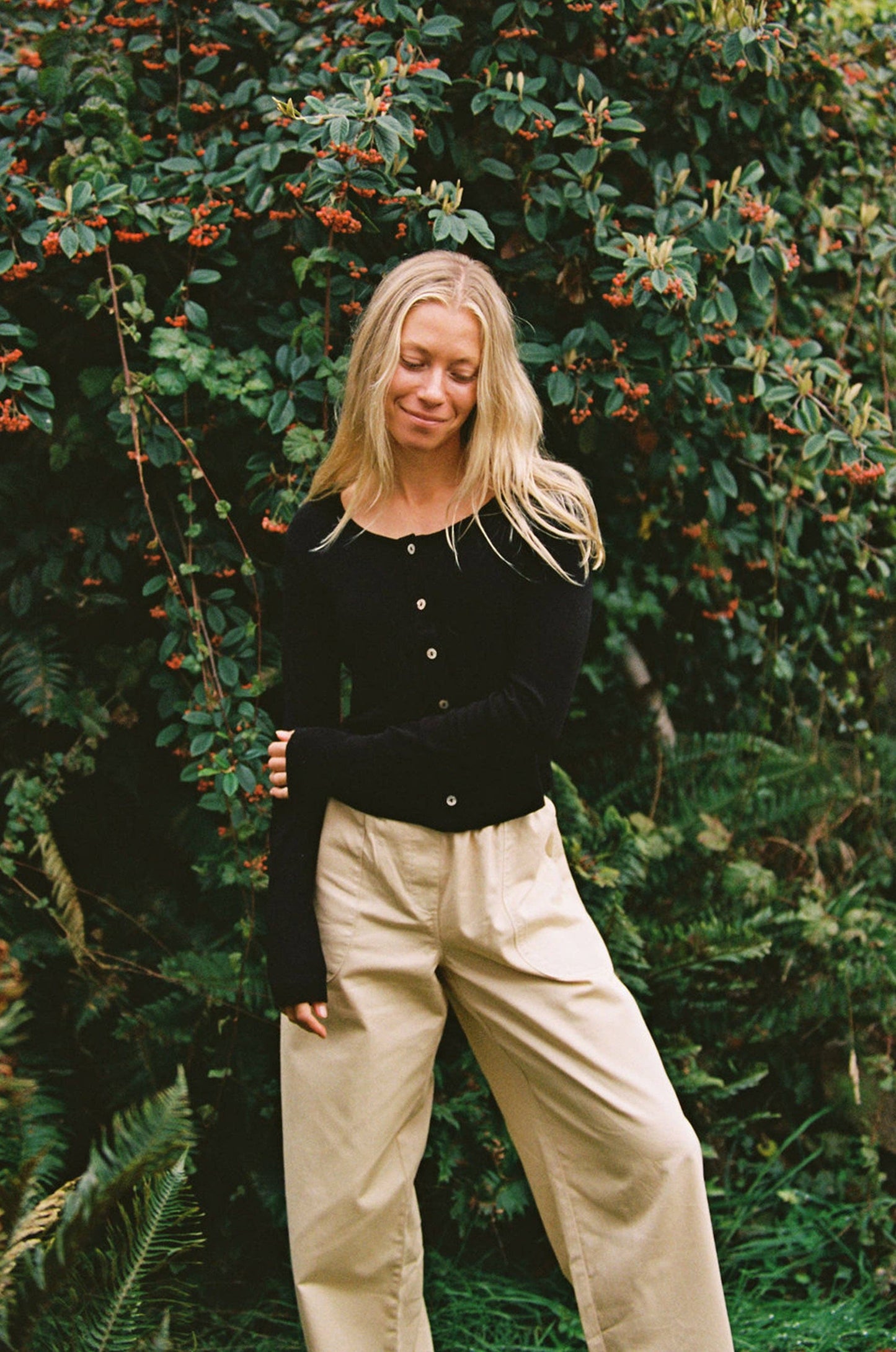 Organic Rib Cardigan — Black