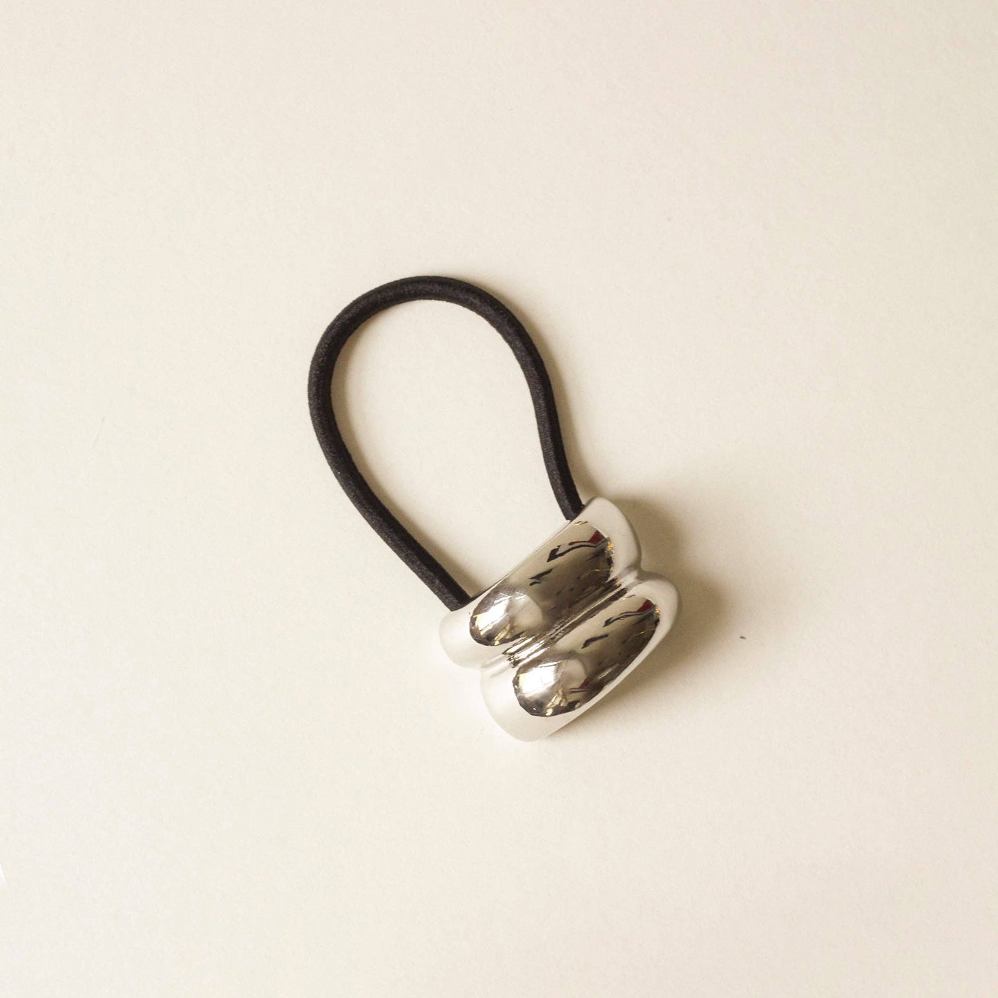 Mini Double Arch Metal Ponytail Hair Tie — Silver