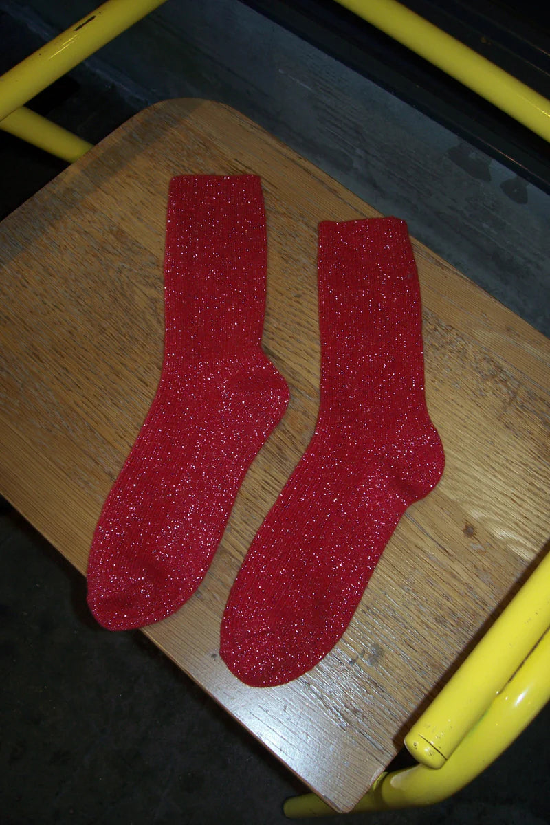 Le Bon Shoppe Winter Sparkle Socks - Poinsettia